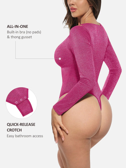 Willluxe Shiny Swing Collar All In One Bodysuit