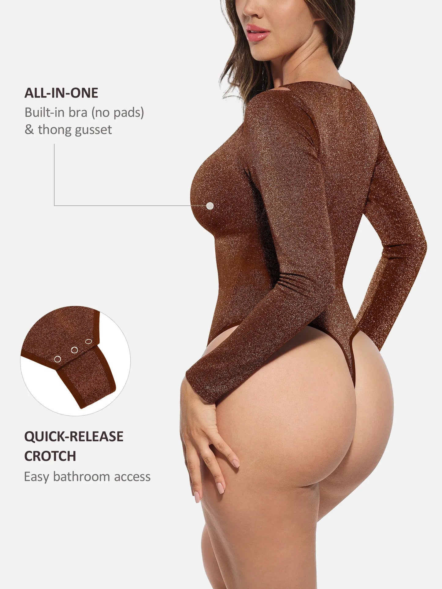 Willluxe Shiny Swing Collar All In One Bodysuit