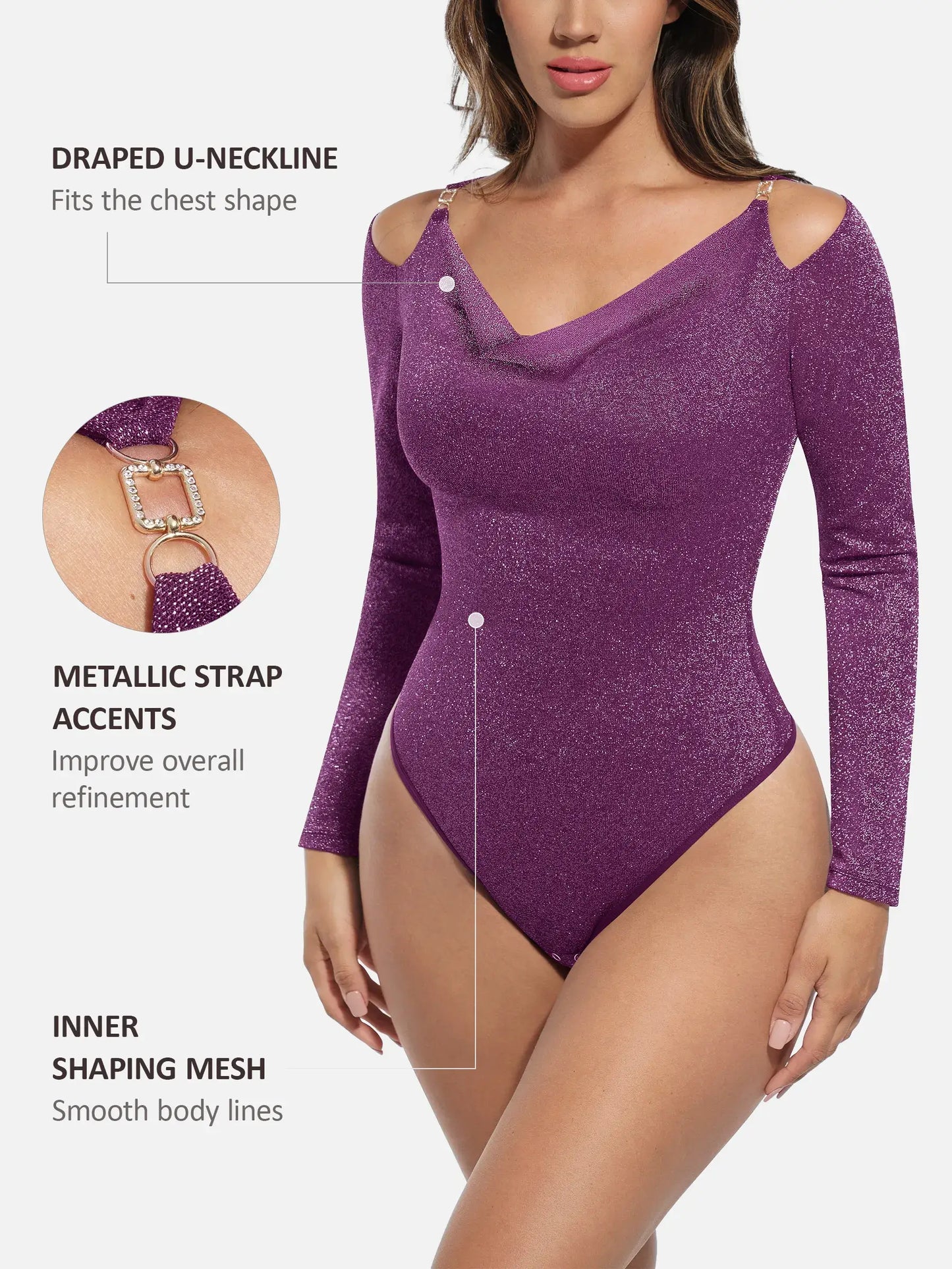 Willluxe Shiny Swing Collar All In One Bodysuit