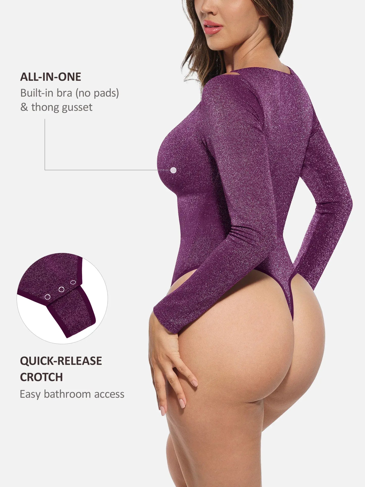 Willluxe Shiny Swing Collar All In One Bodysuit