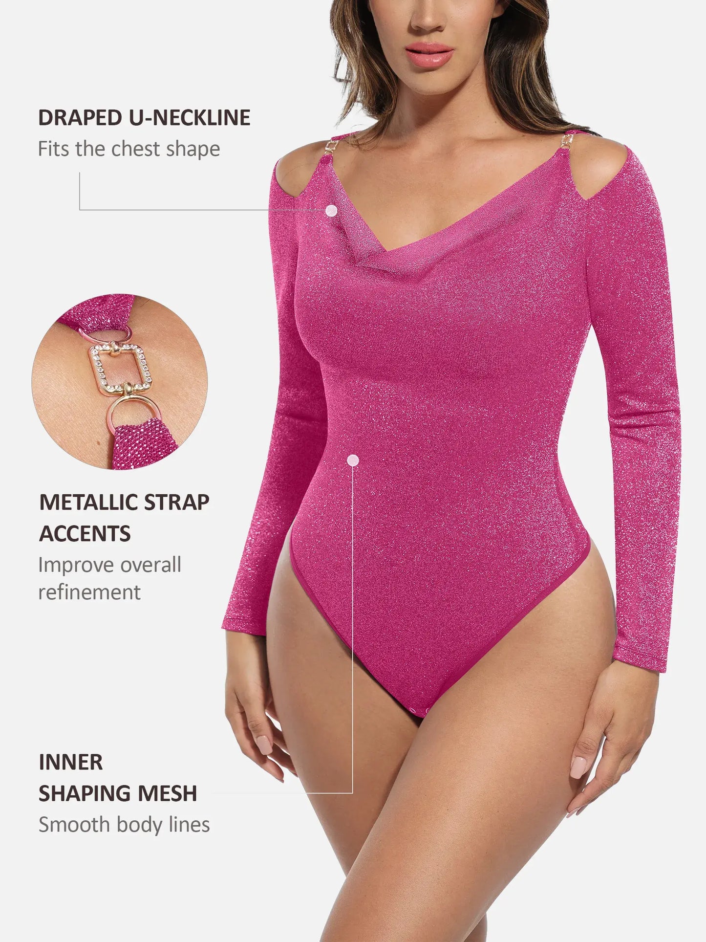Willluxe Shiny Swing Collar All In One Bodysuit