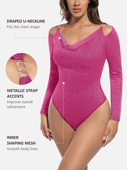 Willluxe Shiny Swing Collar All In One Bodysuit