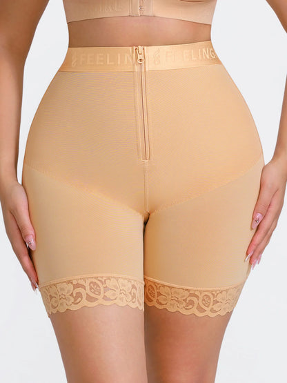 Willluxe Front-Zip Mid-Waist Shapewear Shorts