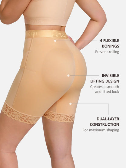 Willluxe Front-Zip Mid-Waist Shapewear Shorts