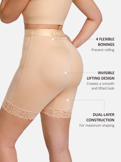 Willluxe Front-Zip Mid-Waist Shapewear Shorts