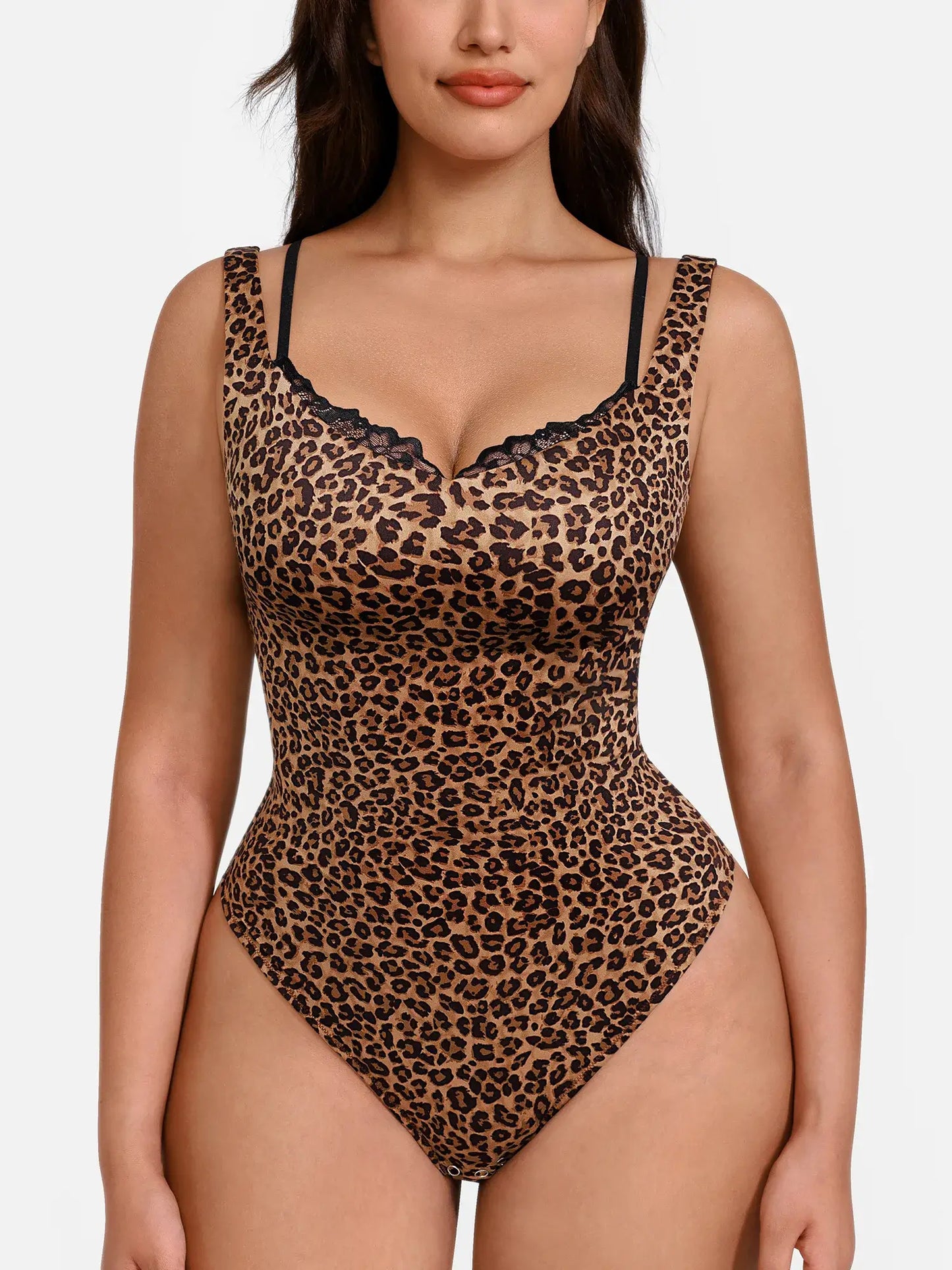 Willluxe Lace-Trimmed Deep V Bodysuit