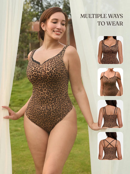 Willluxe Lace-Trimmed Deep V Bodysuit