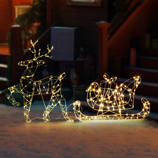 Lexi Lighting LED Pre-Lit Reindeer With Sleigh
