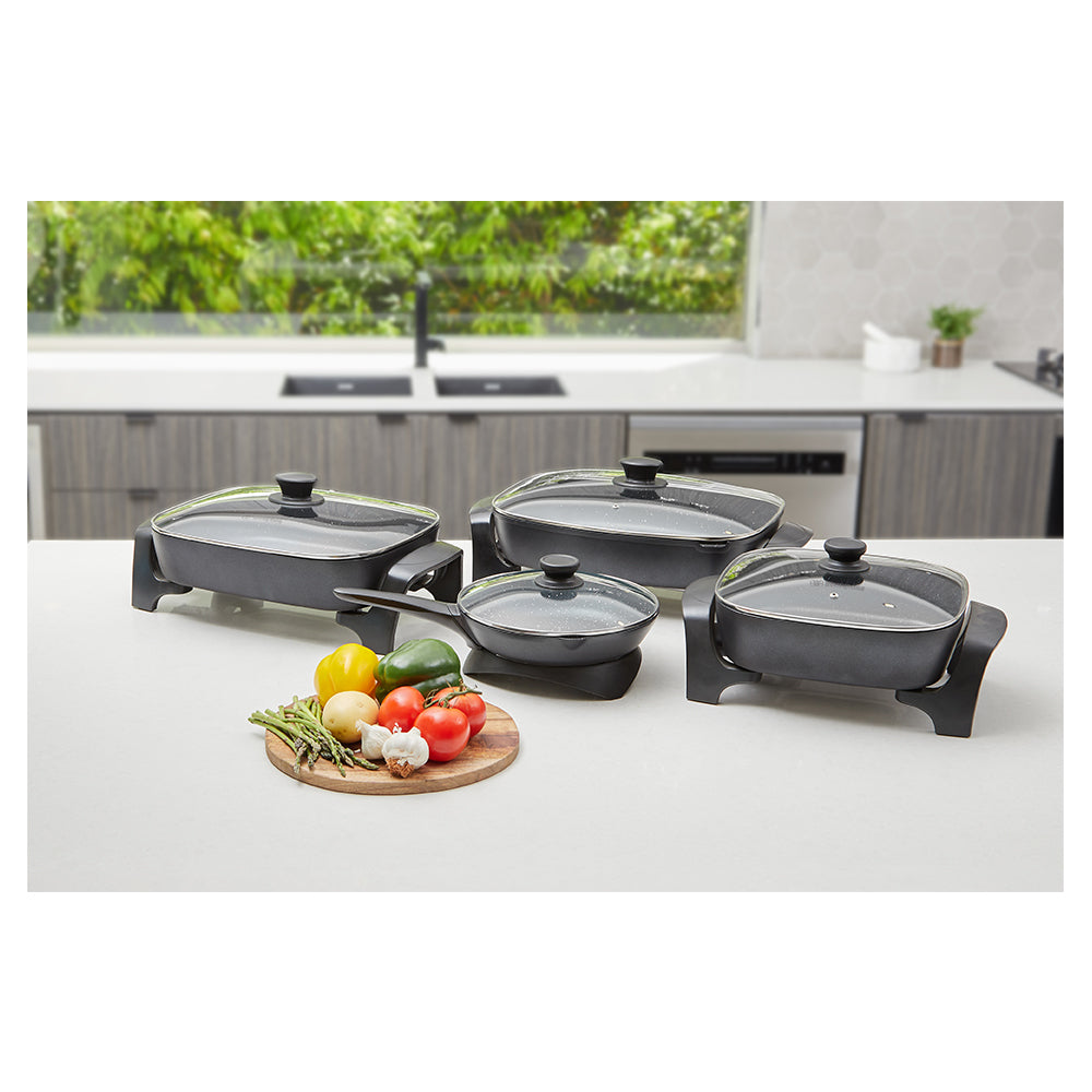 Westinghouse 38cm 2400W Non-Stick Electric Skillet Fry Pan with Glass Lid (Black)