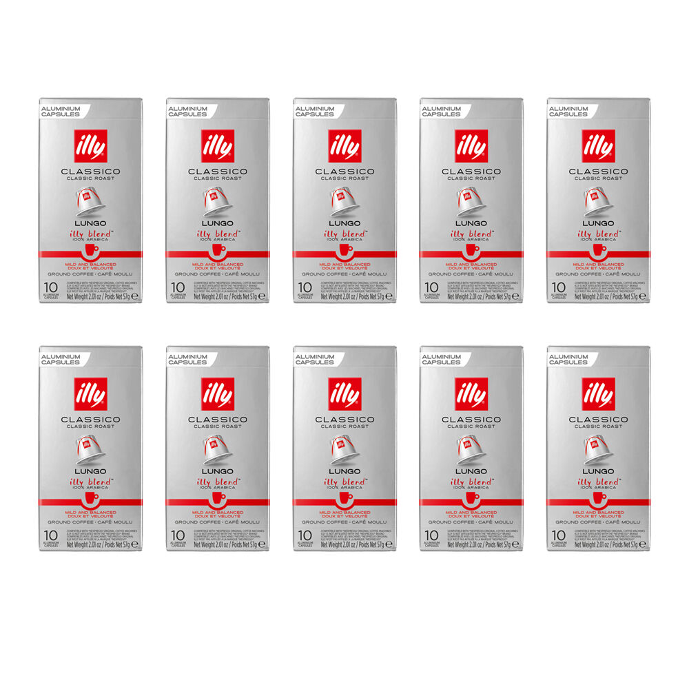 Illy Nespresso Compatible Espresso Capsules Lungo Classic Roast  10x10pc