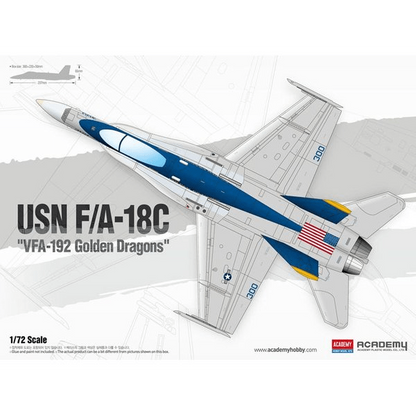 12564 1/72 USN F/A18C VFA192 Golden Dragons Plastic Model Kit