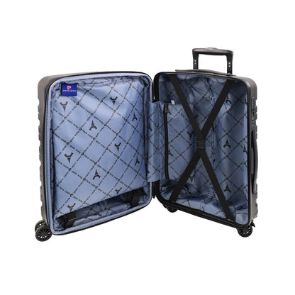 3pc Pierre Cardin 4 Wheel Hard-Shell Suitcase Travel Luggage Set Black