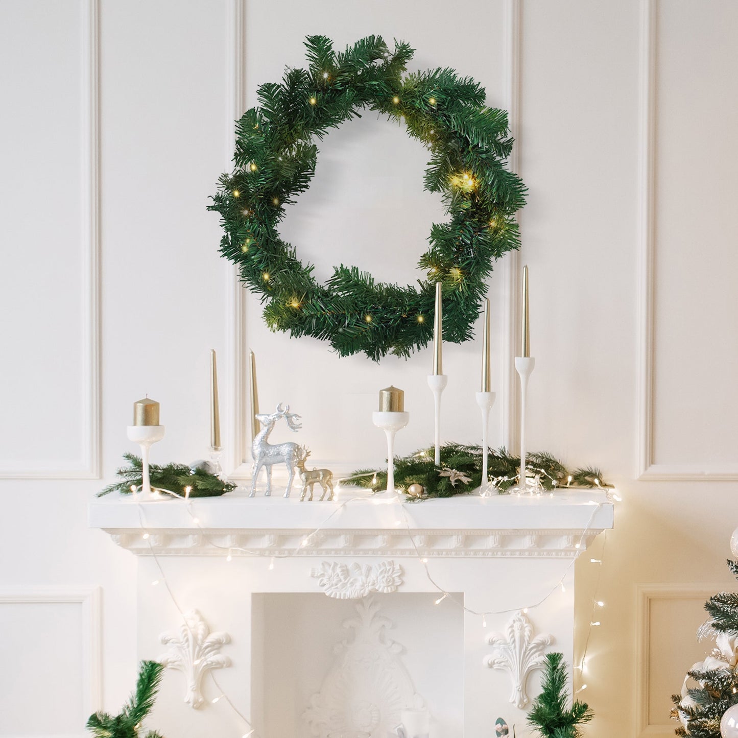 Lexi Lighting Pre-Lit Timberland Spruce Wreath - Large