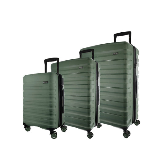 3pc Pierre Cardin 4 Wheel Hard-Shell Suitcase Travel Luggage Set Moss