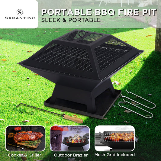 Wallaroo Portable 2-in-1 Outdoor Fire Pit with Cover for BBQ & Camping