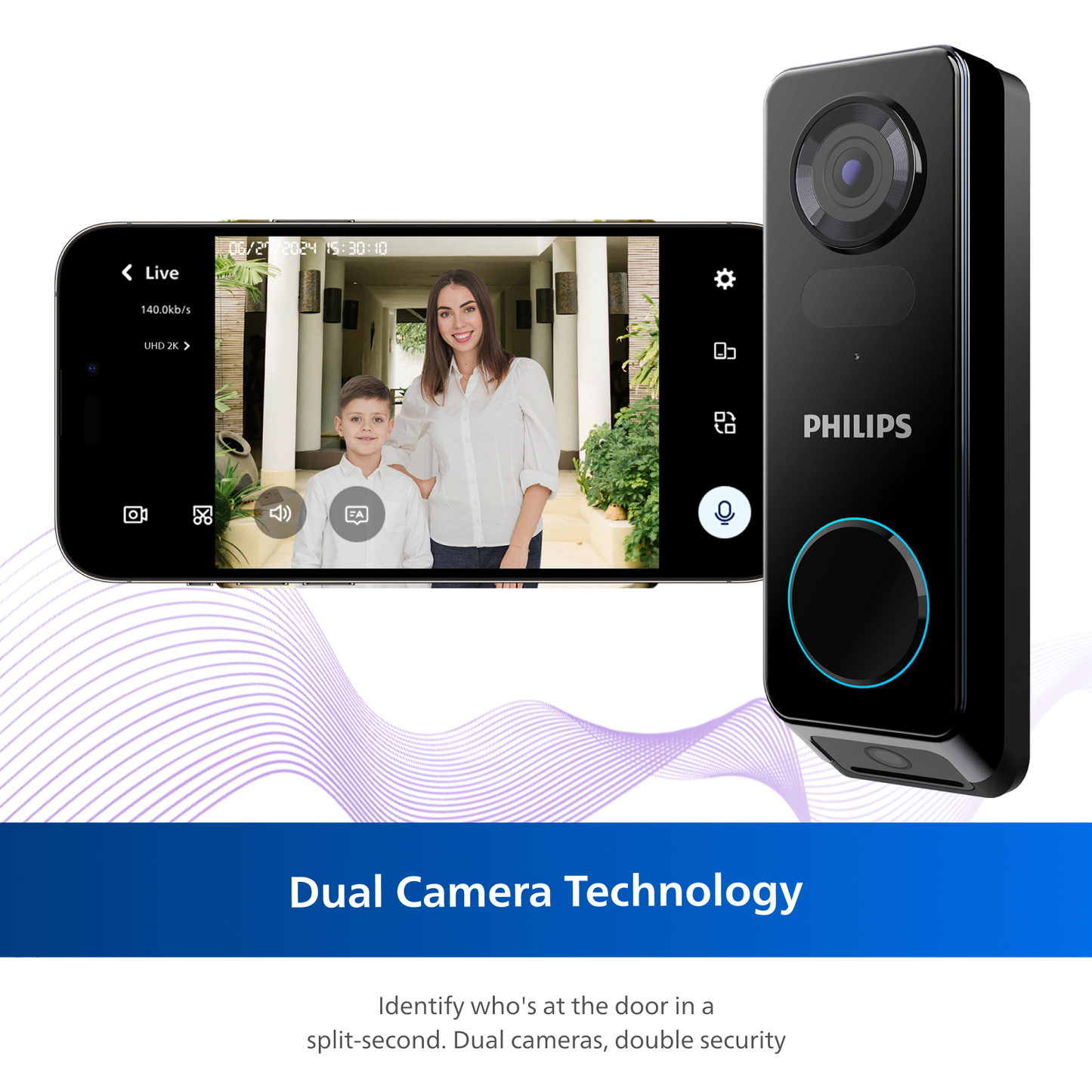 Philips 2K Dual‑Camera Smart Video Doorbell with Chime