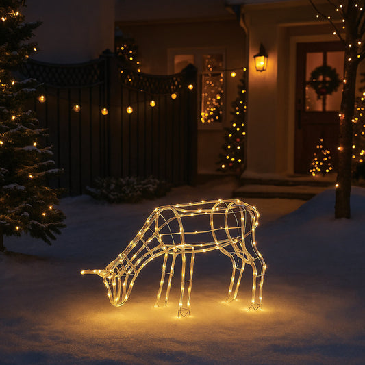 Lexi Lighting 3D Illuminated LED Reindeer Stand Feeding With Motor - Warm White