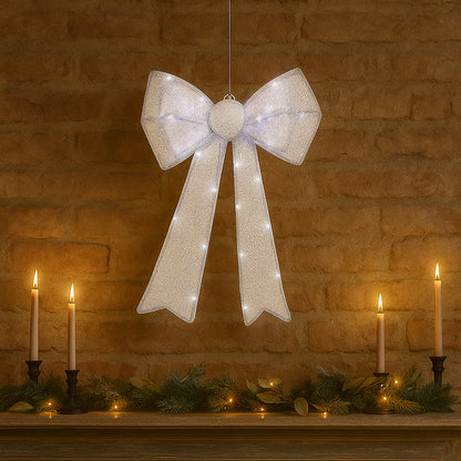 Lexi Lighting Battery Operated LED Lit Bow - Silver