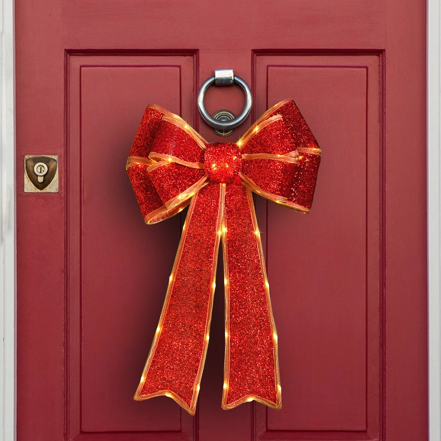 Lexi Lighting Battery Operated LED Lit Bow - Red