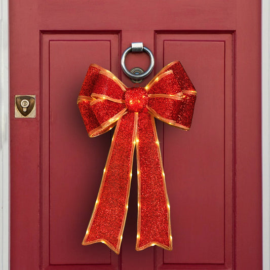 Lexi Lighting Battery Operated LED Lit Bow - Red