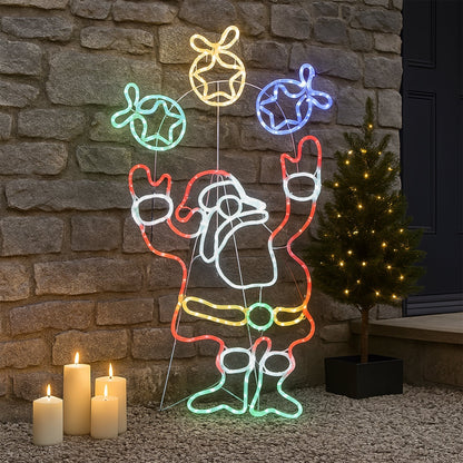 Lexi Lighting 1m Juggling Santa Animated Christmas Rope Light Silhouette