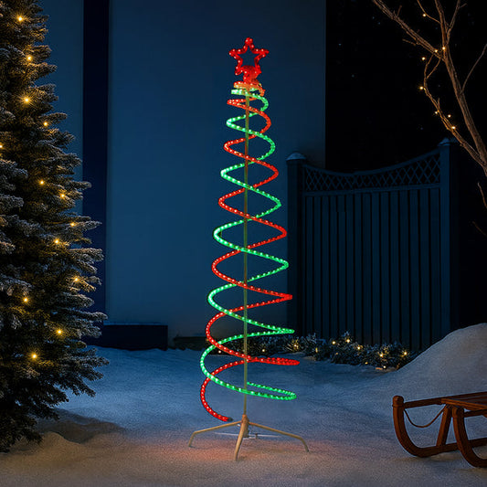 Lexi Lighting 2.1m LED Double Spiral Tree - Red and Green