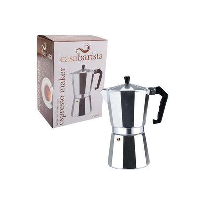 Casabarista Classic Aluminium 3 Cups Espresso Coffee Maker Moka Pot Silver