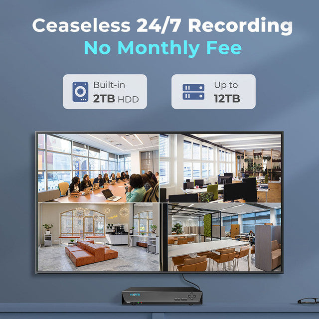 Reolink 24/7 Recording PoE Surveillance System Kit 2MP 8-Channel NVR