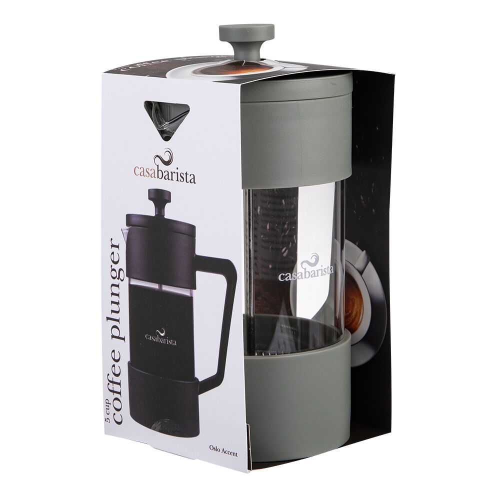 Casabarista Oslo Accent Stainless Steel Coffee Plunger 5 Cup 600ml Eucalypt