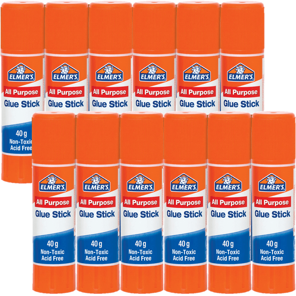 12x Elmers All Purpose School Glue Stick Clear 40G