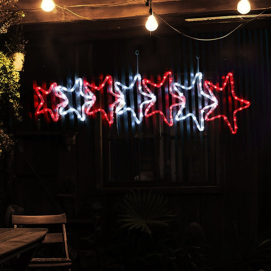 Lexi Lighting LED 7 Stars Rope Lights Silhouette - White+Red