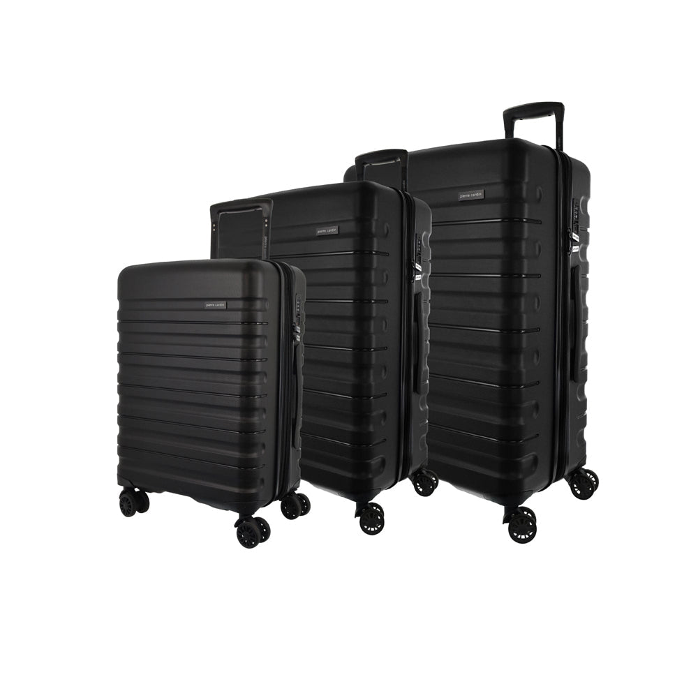 3pc Pierre Cardin 4 Wheel Hard-Shell Suitcase Travel Luggage Set Black