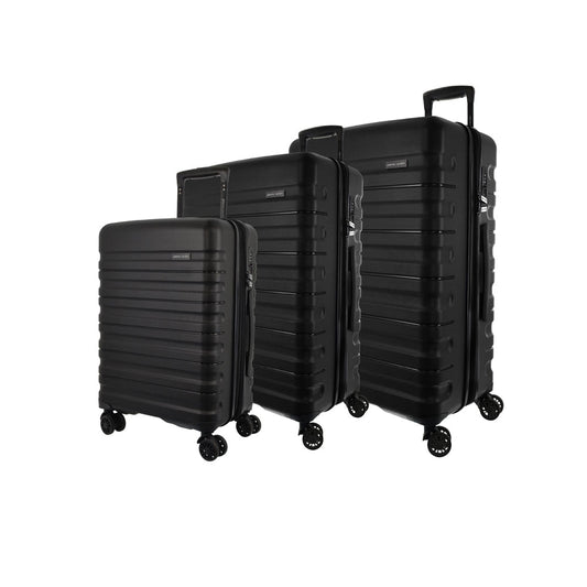 3pc Pierre Cardin 4 Wheel Hard-Shell Suitcase Travel Luggage Set Black