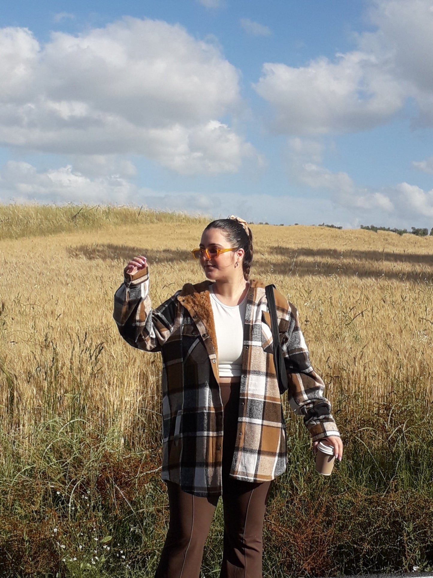 Plus Size Womens Flannel Plaid Shacket Long Sleeve Button Down Fleece Hooded Jacket Willluxe Store