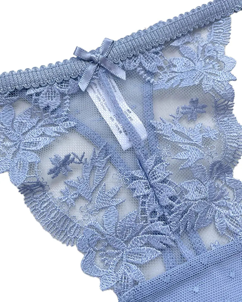 Willluxe® BlossomLace – French Embroidered Sheer Lace Thong