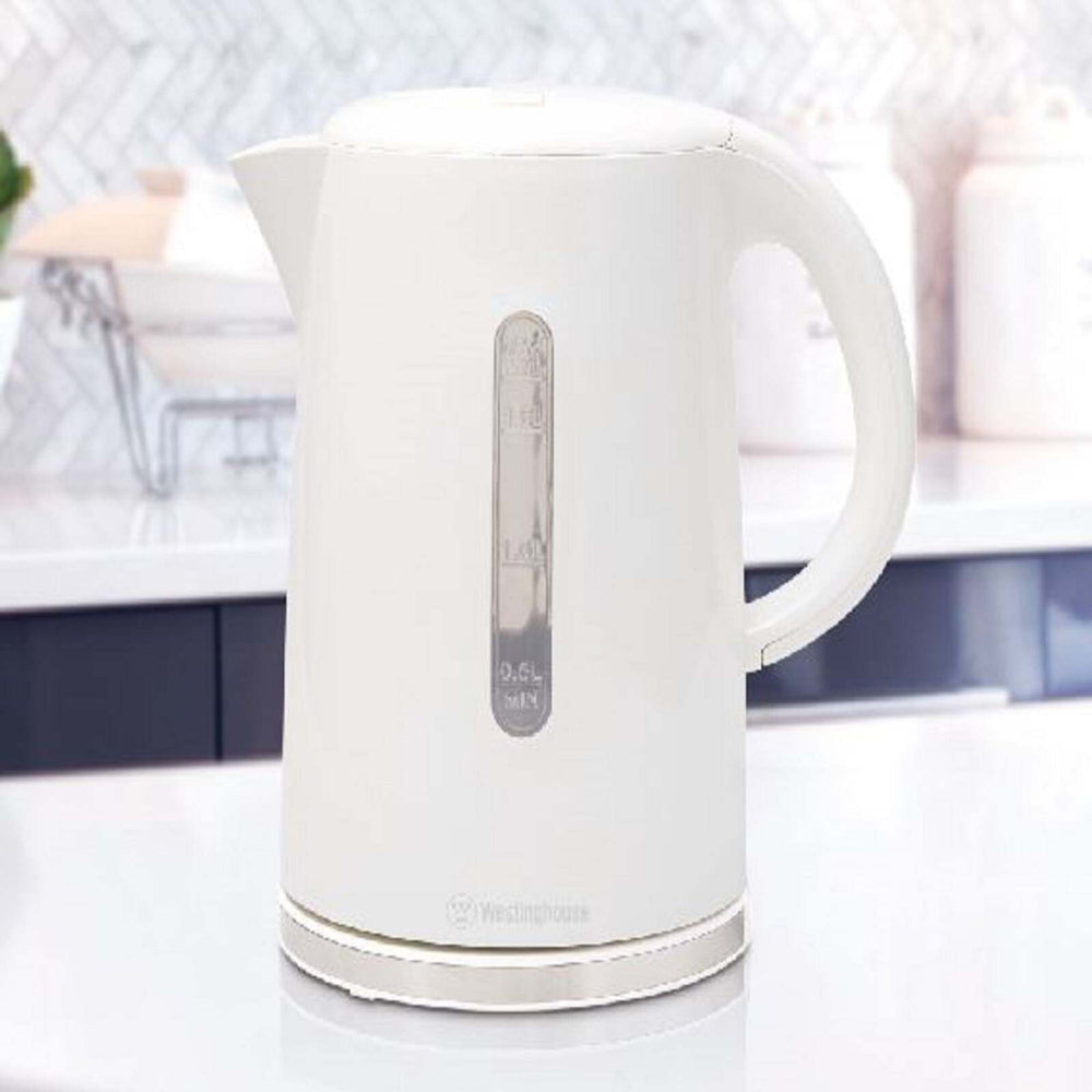 Westinghouse Electric Tea/Coffee Water Kettle 1.7L & 2 Slice Toaster (White Set)