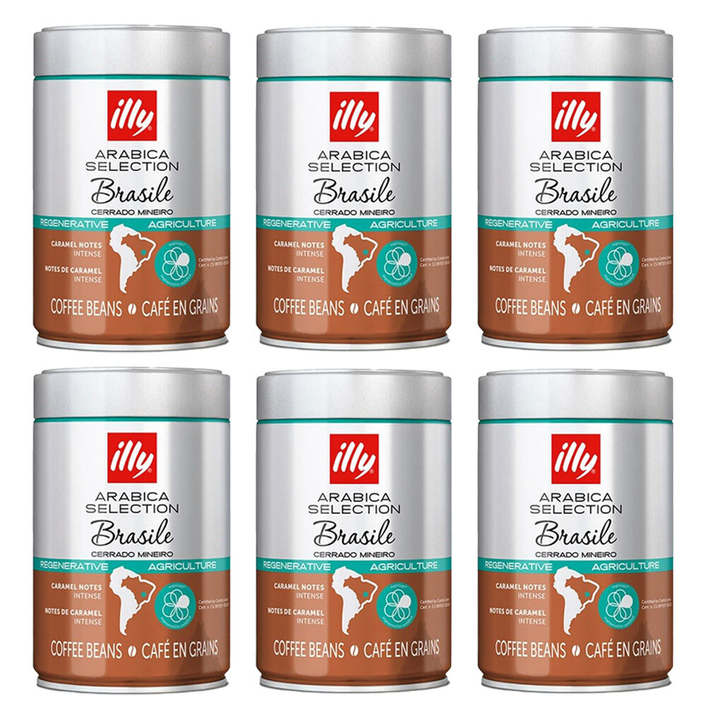 Illy Arabica Selection Brasil Whole Coffee Beans 250g Intense Caramel Notes 6pack