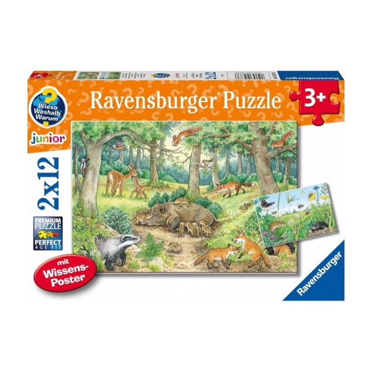 Ravensburger 2x12pc Animals in the Forest & Meadow Jigsaw Puzzle