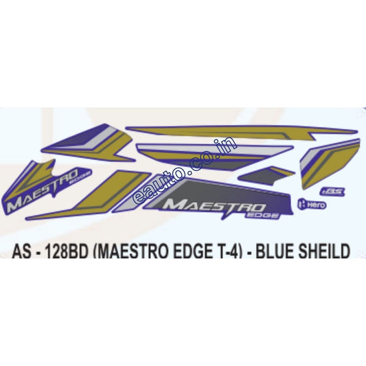 Graphics Sticker Set for Hero Maestro Edge | Type 4 | Blue Shield Sticker | Both Sides