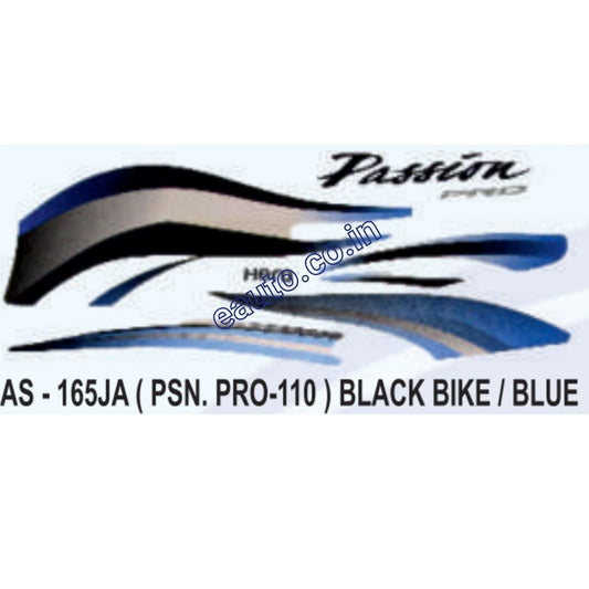 Graphics Sticker Set for Hero Passion Pro 110 | Black Vehicle | Blue Sticker | Both Sides