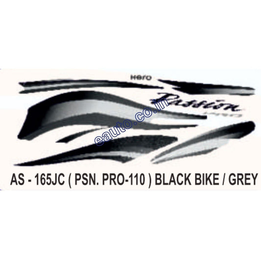 Graphics Sticker Set for Hero Passion Pro 110 | Black Vehicle | Grey Sticker | Both Sides