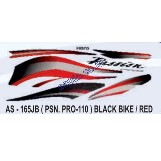 Graphics Sticker Set for Hero Passion Pro 110 | Black Vehicle | Red Sticker | Both Sides