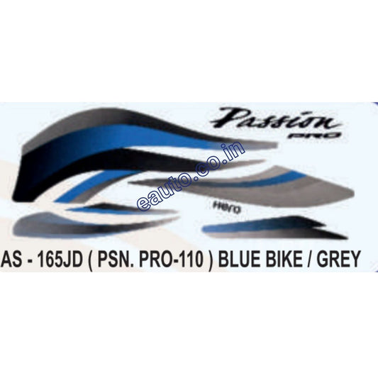 Graphics Sticker Set for Hero Passion Pro 110 | Blue Vehicle | Grey Sticker | Both Sides