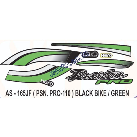 Graphics Sticker Set for Hero Passion Pro 110 i3S | Black Vehicle | Green Sticker | Both Sides