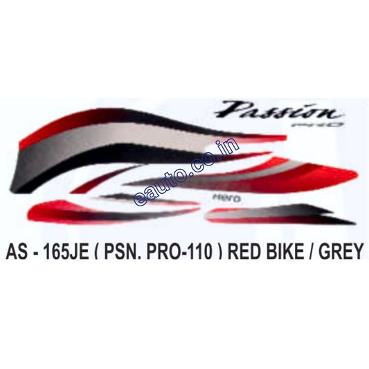 Graphics Sticker Set for Hero Passion Pro 110 | Red Vehicle | Grey Sticker | Both Sides
