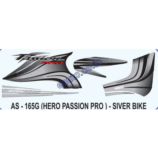 Graphics Sticker Set for Hero Passion Pro | Silver Vehicle | Both Sides
