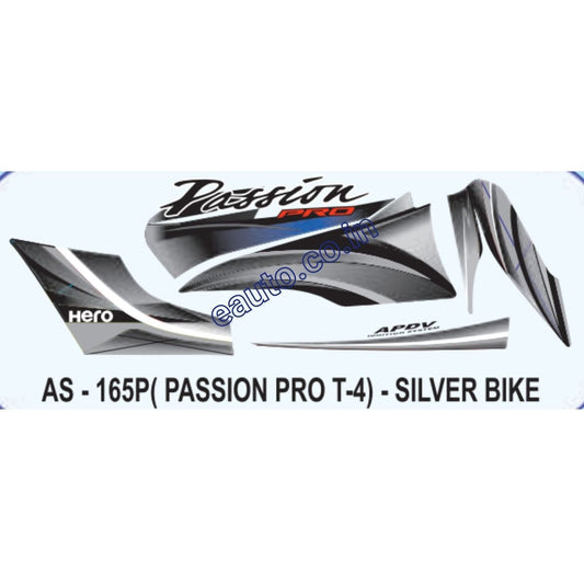 Graphics Sticker Set for Hero Passion Pro | Type 4 | Silver Vehicle | Both Sides