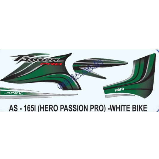 Graphics Sticker Set for Hero Passion Pro | White Vehicle | Both Sides
