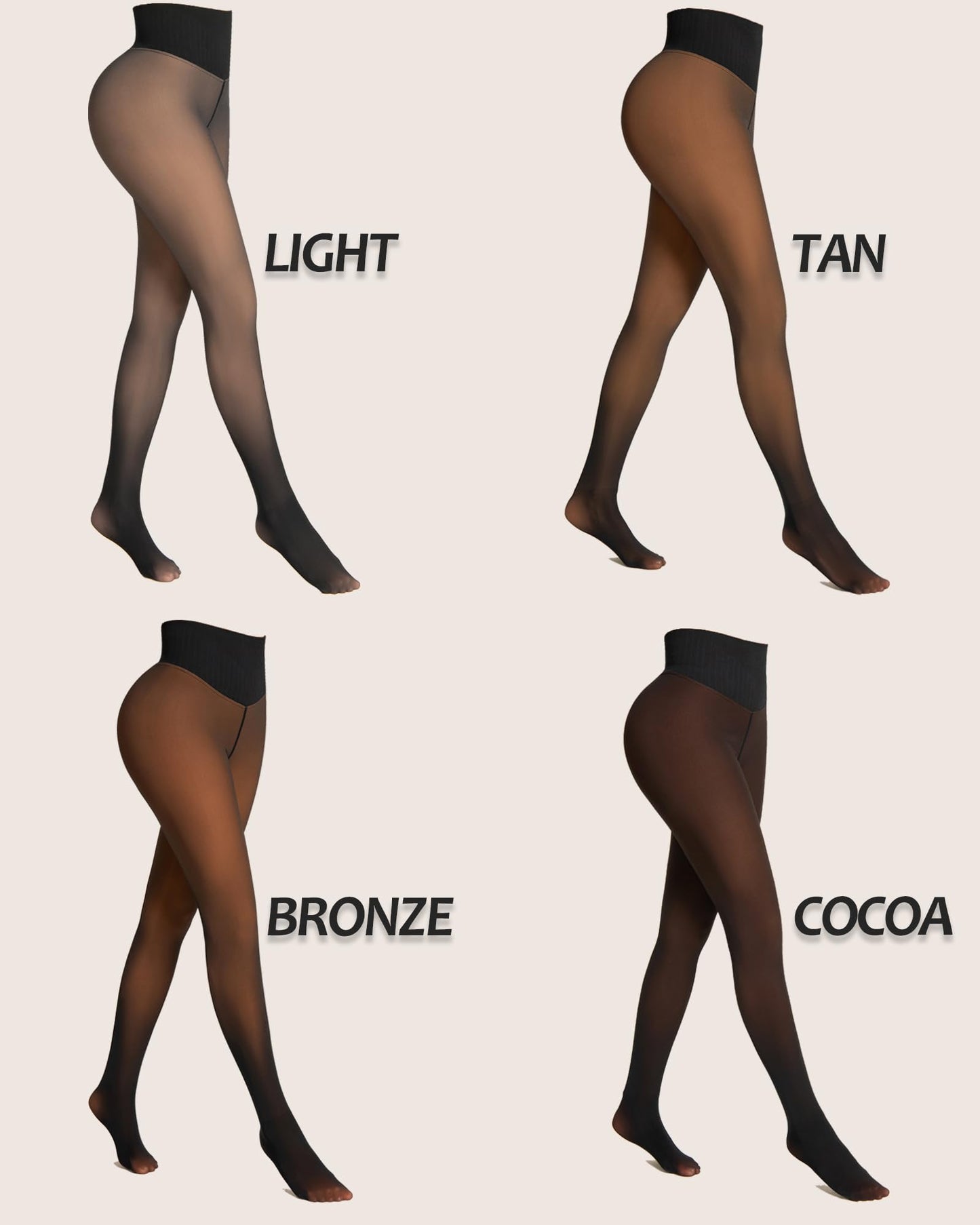 One-Seam & 4 Shades Fleece Lined Tights Willluxe Store