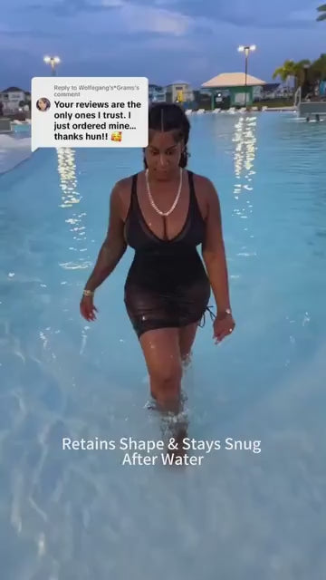 Tummy Control Mesh Sheer Sarong Wraps Women One Piece Swim Dress